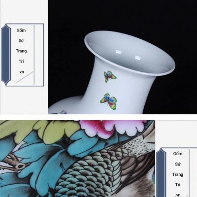 BỘ BÌNH ĐĨA CHIM TRĨ – HOA PHÙ DUNG